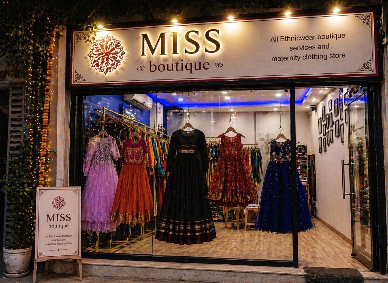 MISS Boutique storefront welcome poster